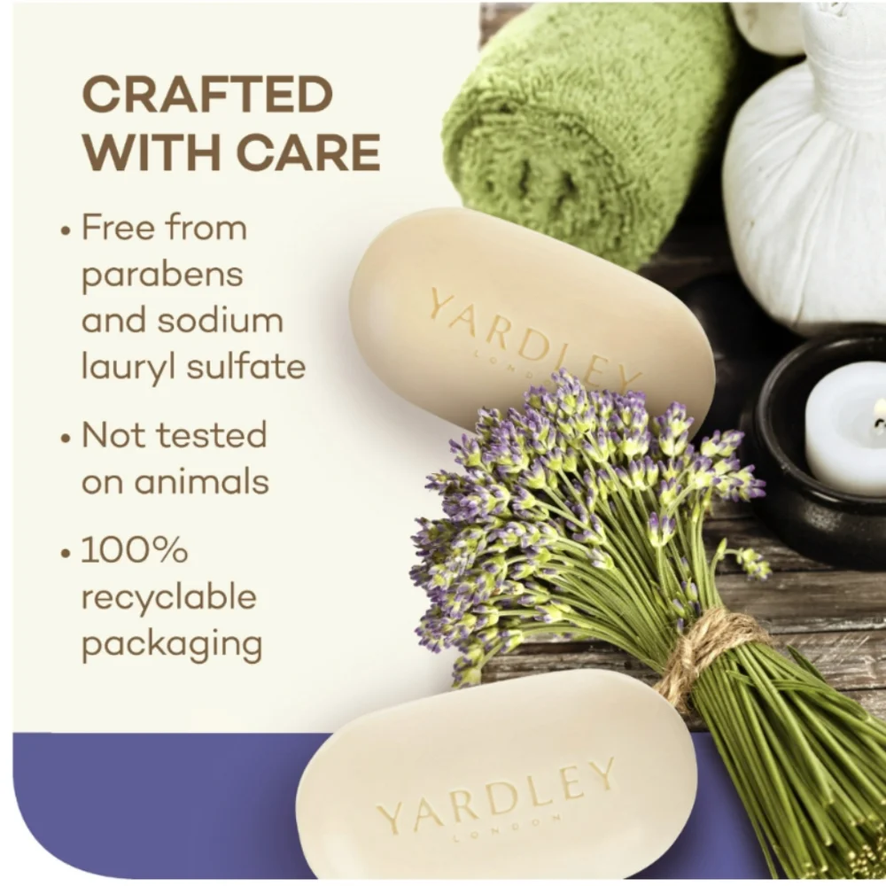 Yardley London English Lavender Moisturizing Bath Soaps Bundle of 2, 4.0 oz.